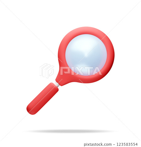 3D red magnifying glass isolated on white 123583554