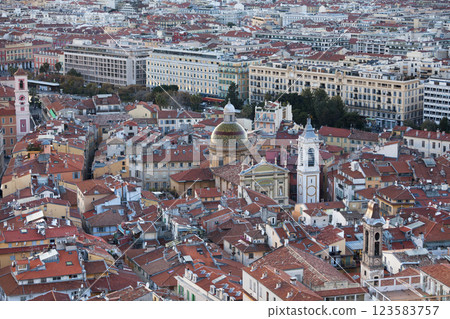 Aerial view of the Nice Cathedral at sunset 123583757