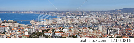 Panoramic view of the Vieux Port of Marseille Panoramic view of the Vieux Port of Marseille 123583816