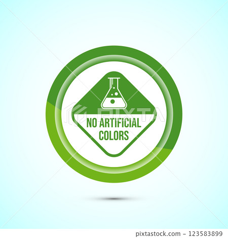 No artificial colors icon design illustration, Artificial color free symbol, Natural product, Button design No artificial colors icon design illustration, Artificial color free symbol, Natural product, Button design 123583899