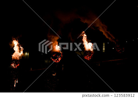 東大寺水取典禮上的火把 東大寺水取典禮上的火把 123583912