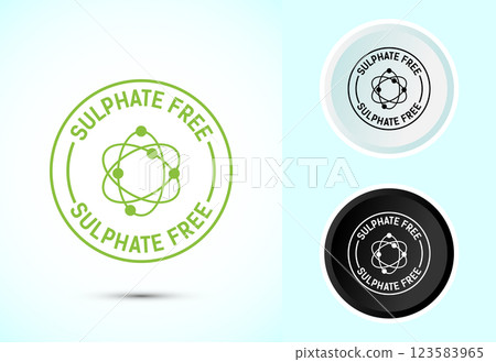 Sulfate free icon design illustration. No sulphate badge label for product warranty, Color black and white Sulfate free icon design illustration. No sulphate badge label for product warranty, Color black and white 123583965