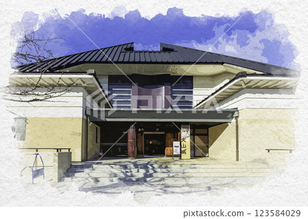 Watercolor style, Inuyama Castle and Town Museum, Inuyama City, Aichi Prefecture 123584029