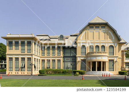 Architectural exterior of The Bang Khun Phrom or Bank of Thailand Museum is a magnificent. Architectural exterior of The Bang Khun Phrom or Bank of Thailand Museum is a magnificent. 123584199
