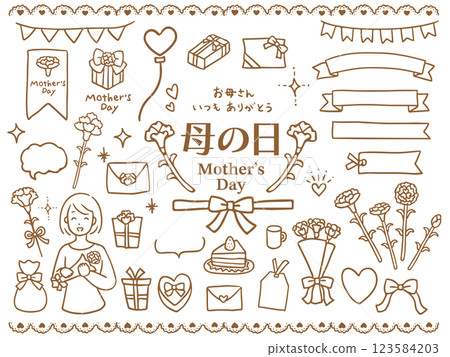 母親節插圖集(僅線) 母親節插圖集(僅線) 123584203