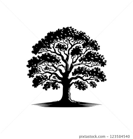 Classic Oak tree silhouette vector art template design 123584540