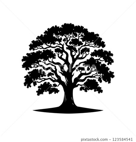 Classic Oak tree silhouette vector art template design 123584541