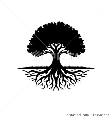 Classic Oak tree silhouette vector art template design Classic Oak tree silhouette vector art template design 123584563