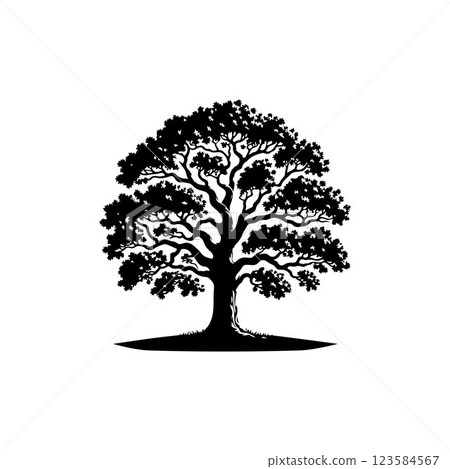 Classic Oak tree silhouette vector art template design Classic Oak tree silhouette vector art template design 123584567