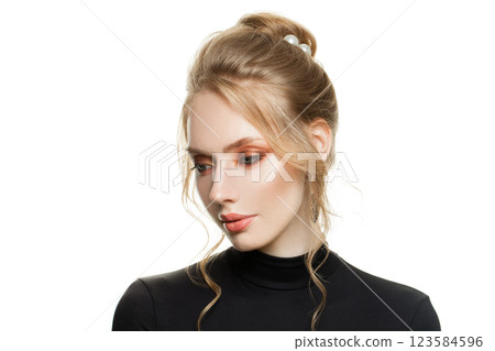 Gorgeous blond beauty. Perfect blonde woman face isolated on white background Gorgeous blond beauty. Perfect blonde woman face isolated on white background 123584596