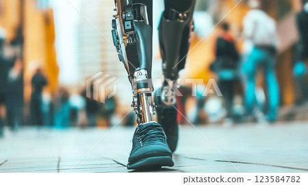 A leg with a prosthetic leg of the future 123584782