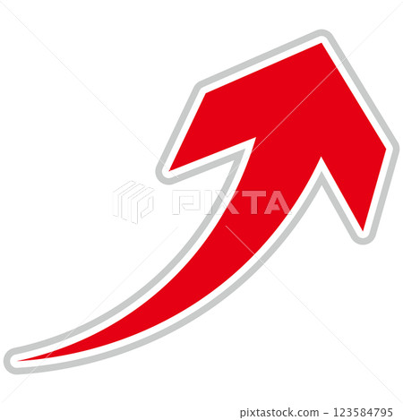 Simple illustration of a red arrow rising to the right on a white background 123584795