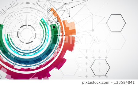 Abstraction on the theme of tech circles. Scientific and technological background. Vector background. Abstraction on the theme of tech circles. Scientific and technological background. Vector background. 123584841