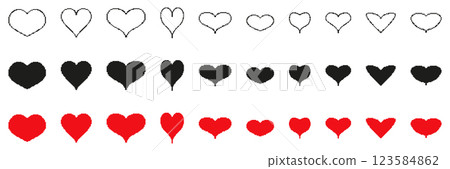 Heart Pixelated Icon Set. Pixel Art Symbol Collection Of Heart Shapes In Various Colors And Sizes. Isolated Vector Illustration Heart Pixelated Icon Set. Pixel Art Symbol Collection Of Heart Shapes In Various Colors And Sizes. Isolated Vector Illustration 123584862