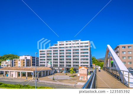 Yokohama cityscape in Japan, overlooking Kitayamada Station on the Yokohama Municipal Subway Green Line 123585392