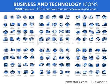 icon, cloud, set 123585553