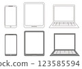 Simple smartphone, tablet, and computer icon set 123585594