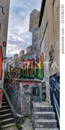 Troia , Portugal - Mar 01, 2025: 7th Battery of the Outao Coastal Artillery Regiment in Troia, Portugal. 123586193