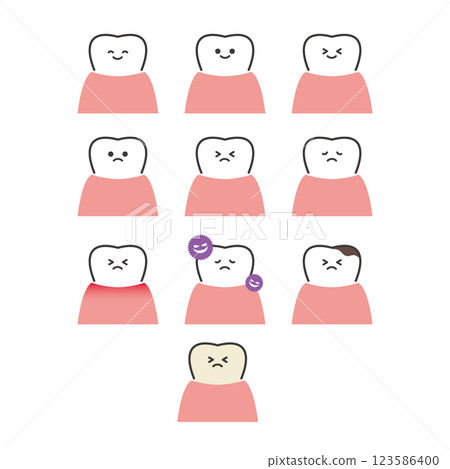 可愛的牙齒字符插圖集 123586400