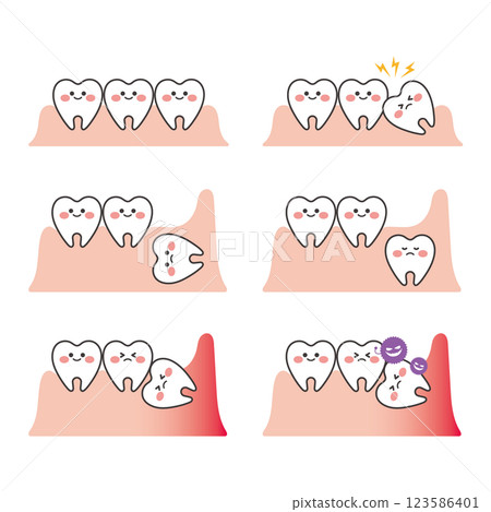 可愛的牙齒字符插圖集 123586401