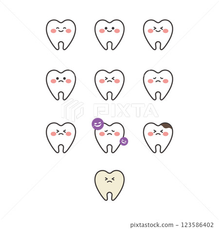 可愛的牙齒字符插圖集 123586402