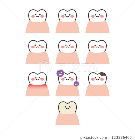 可愛的牙齒字符插圖集 可愛的牙齒字符插圖集 123586403