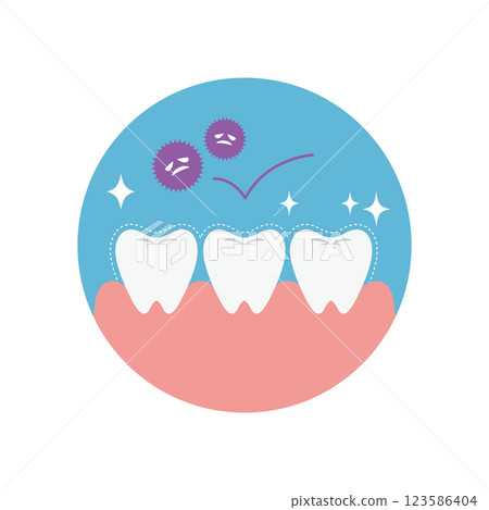 Illustration of teeth coated to prevent pigmentation and tooth decay 123586404