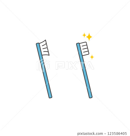 Old and new toothbrush illustration set 123586405