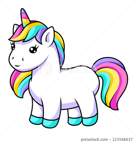Illustration of unicorn. Happy birthday party item. Illustration of unicorn. Happy birthday party item. 123586637