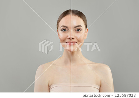 Beautiful women on white background. Young and mature adult female model 123587028