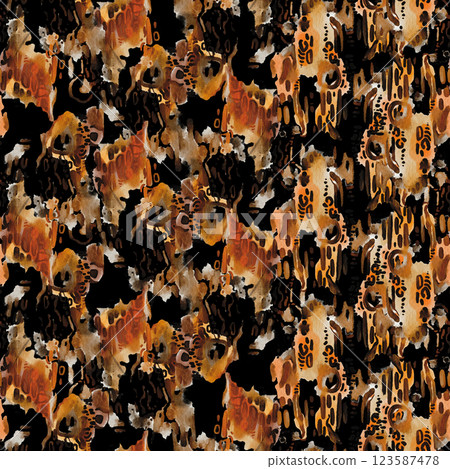 Leopard watercolor pattern design, animal print seamless texture. 123587478