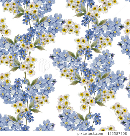 Easter seamless pattern with flowers in tender colors. Watercolor vintage style. 123587508