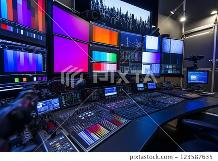TV News Control Room 123587635