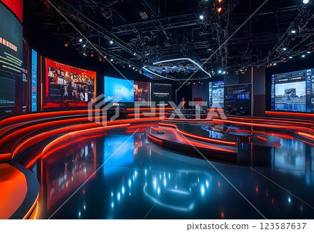 Immersive News Studio Stage 123587637