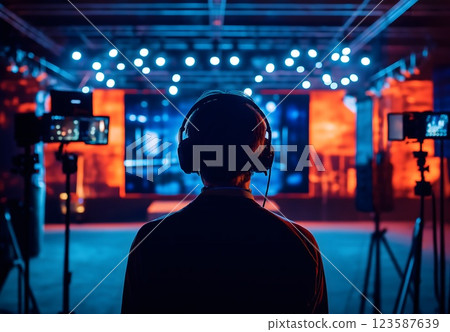 Stage Production Crew Silhouette 123587639