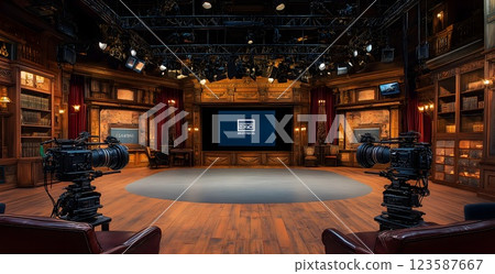 Traditional Newsroom Stage Traditional Newsroom Stage 123587667