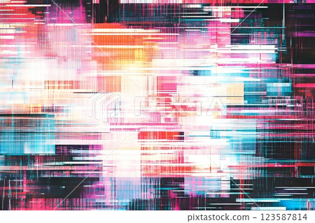 Glitch art pattern showcasing distorted lines, pixilation and digital noise. Glitch art pattern showcasing distorted lines, pixilation and digital noise. 123587814