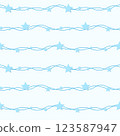 Blue stars and wave lines seamless pattern for children textiles, gift wrapping, and digital backgrounds 123587947