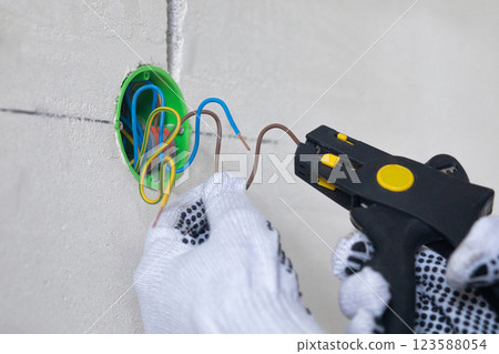Installation of electrical wiring . 123588054