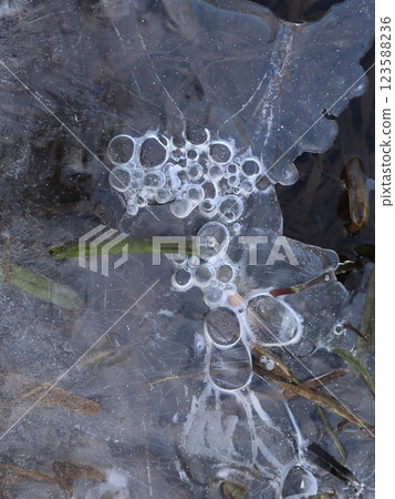 Layers of Ice with Trapped Air Bubbles Layers of Ice with Trapped Air Bubbles 123588236