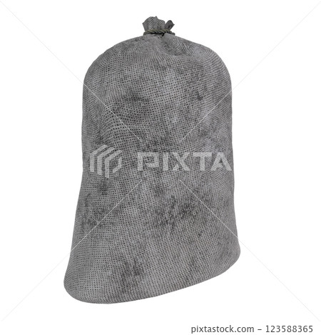 Realistic 3D rendering of a gray fabric bag with textured surface Realistic 3D rendering of a gray fabric bag with textured surface 123588365
