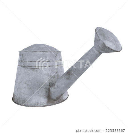 Decorative metal watering can designed in 3D rendering 123588367