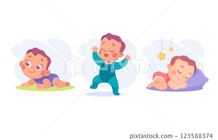 Baby Little Boy and Girl with Cute Face Vector Set 123588374