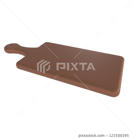 3D rendering of a brown cutting board on a white background 123588395