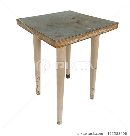 Vintage wooden table with worn surface and light distressing Vintage wooden table with worn surface and light distressing 123588406