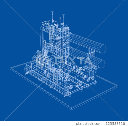 Petroleum heater exchanger. Vector rendering of 3d 123588510