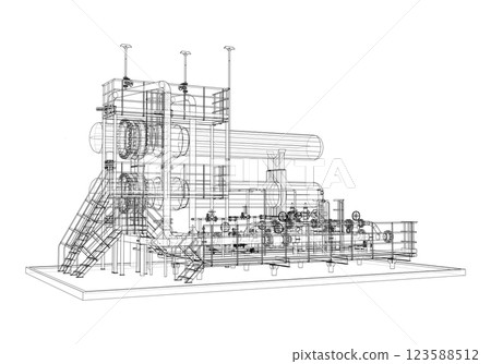Petroleum heater exchanger. Vector rendering of 3d 123588512