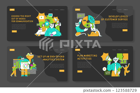 Marketing Tools Cat concept. Visual representation of various marketing tools and strategies for effective communication and customer service. Encourages analytics setup and planning activities Marketing Tools Cat concept. Visual representation of various marketing tools and strategies for effective communication and customer service. Encourages analytics setup and planning activities 123588729