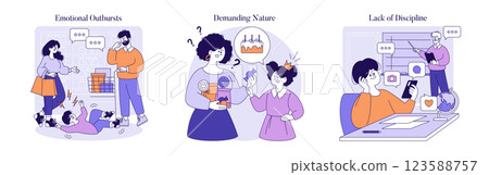 The permissive parenting style often results in emotional outbursts, demanding nature, and lack of discipline in children. Understanding these dynamics can guide effective parenting approaches. Vector 123588757