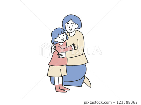 一位母親擁抱她的女兒的插圖 123589362